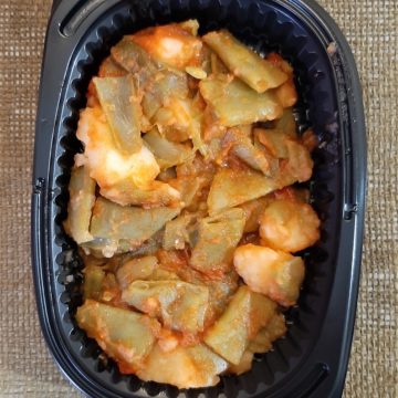 Judías verdes con tomate y patata cocida