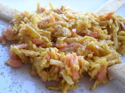Revuelto de salmón ahumado