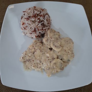 Solomillitos al Strogonoff con mezcla de arroces