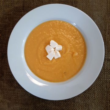 Crema de calabaza con quesitos